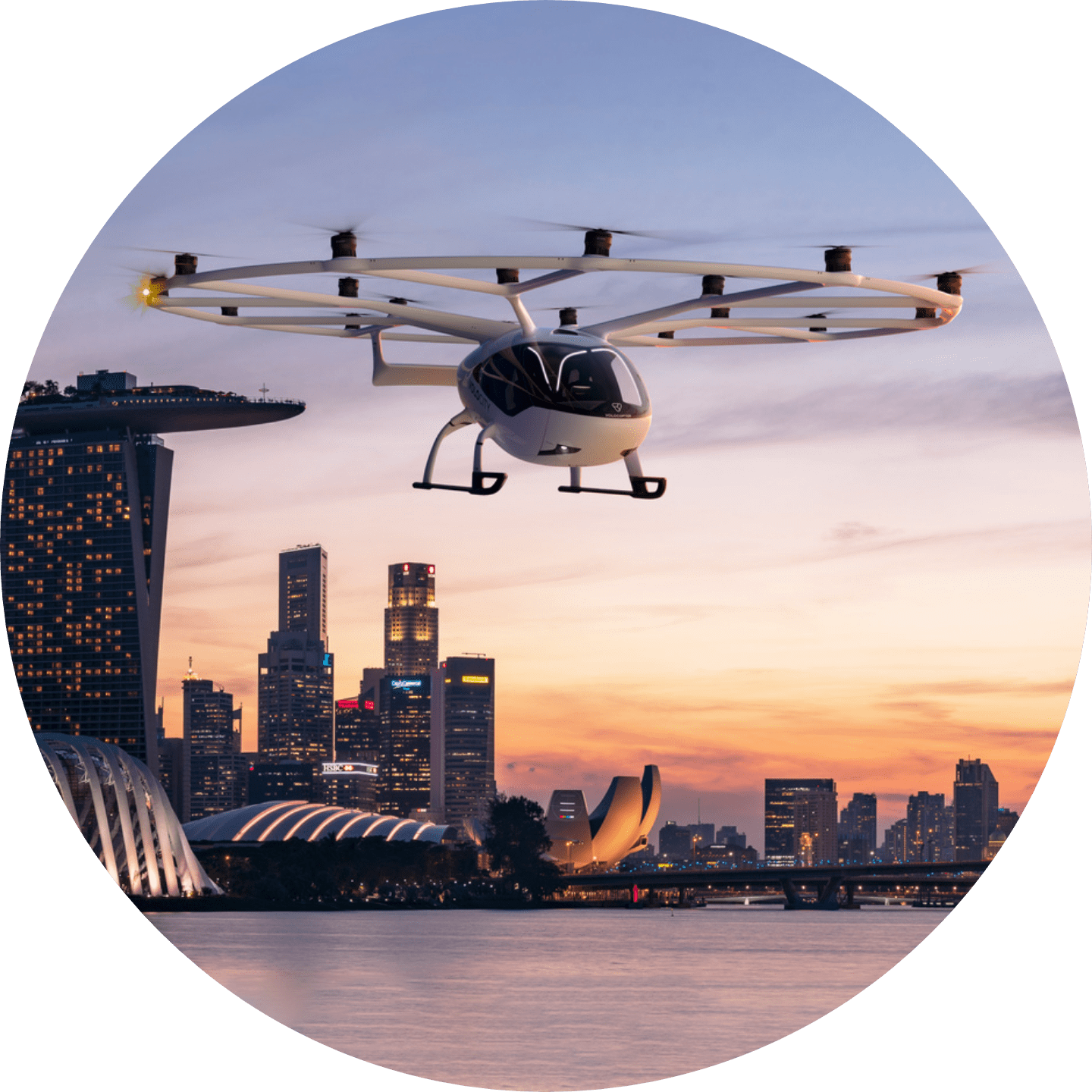 Volocopter vor Skyline Singapur