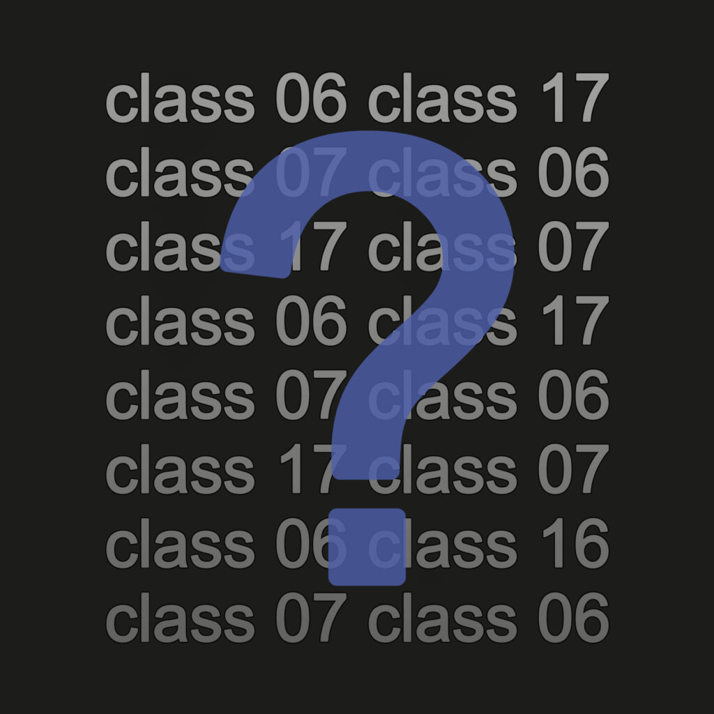 class 06, class 07 and class 17 in letters
